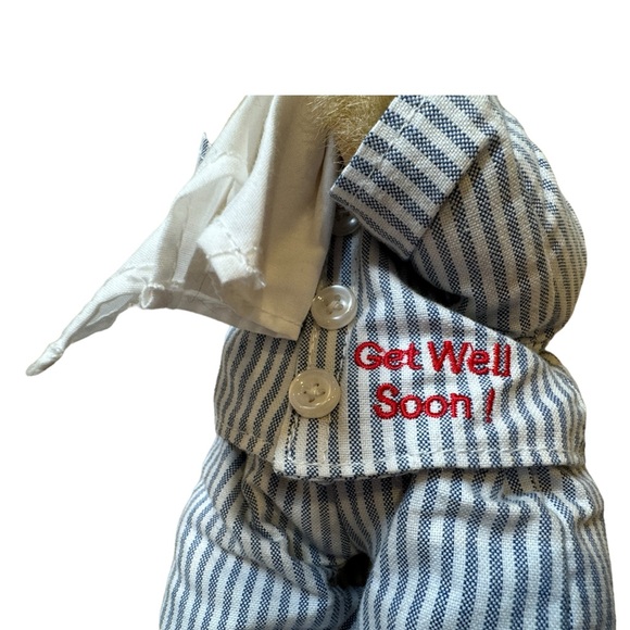 The Bearington Collection “Illie Willie”, the "Get Well Soon" Teddy Bear Blue PJ - Picture 3 of 4